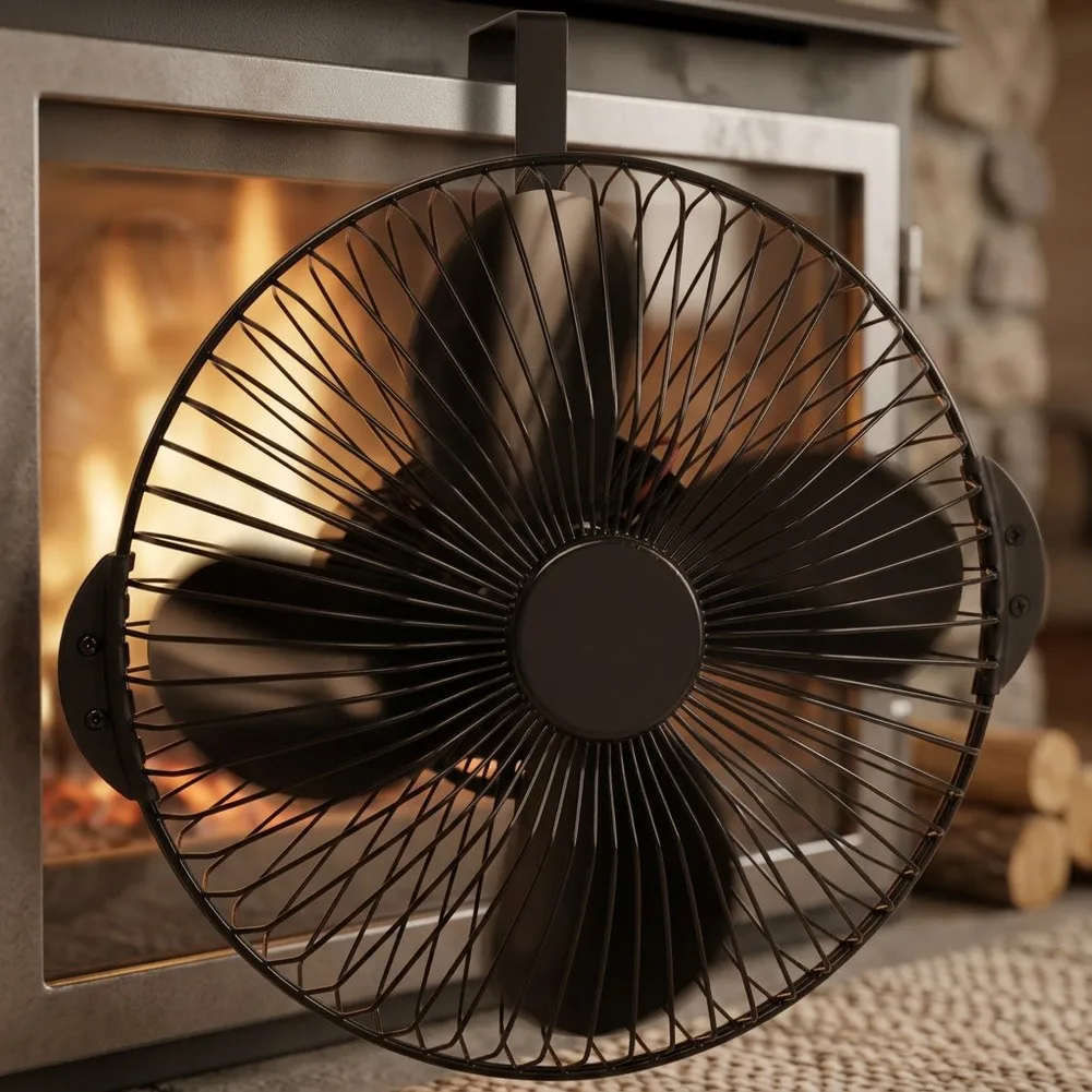 Heat Powered Wood Stove For Fan With Safety Guard Efficient Heat Distribution Hard Wearing for non Electric Fireplace Log Burner