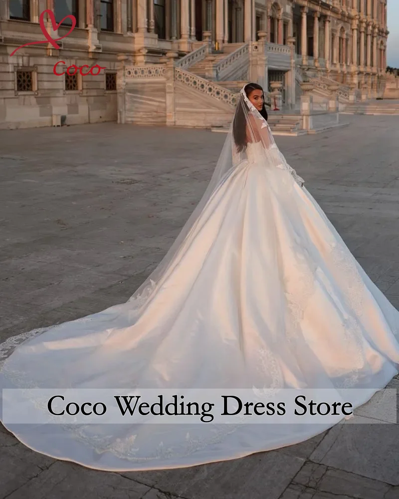 Customized Detachable Long Sleeve Shawl Lace Up Back Full Beads Sequins Appliques 2 Pieces Shiny Ball Gown Wedding Dresses