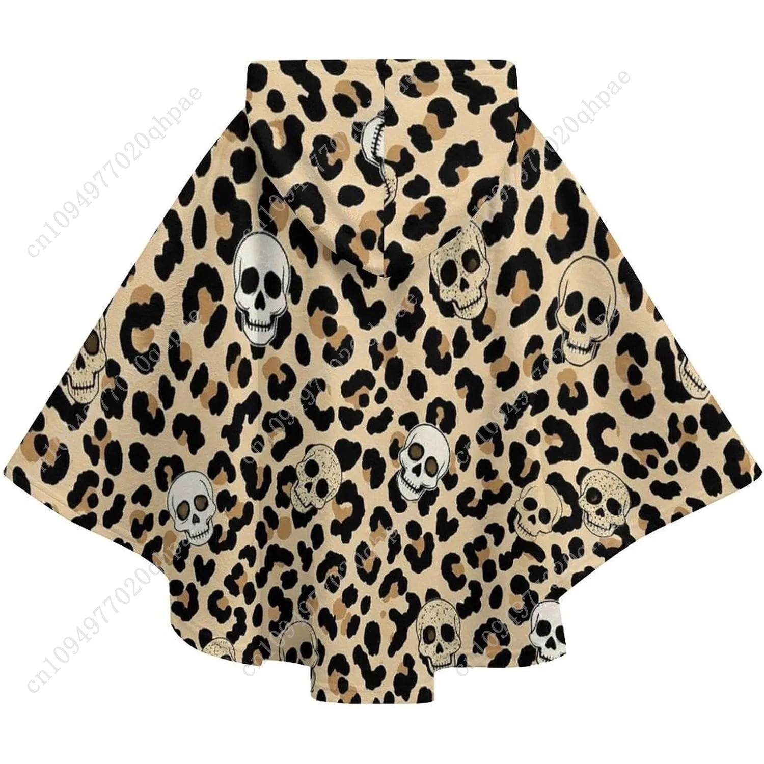 سترة بطانية مريحة من الفلانيل، هوديي كبير الحجم على شكل جماجم الفهد مع جيوب للأطفال والمراهقين #6