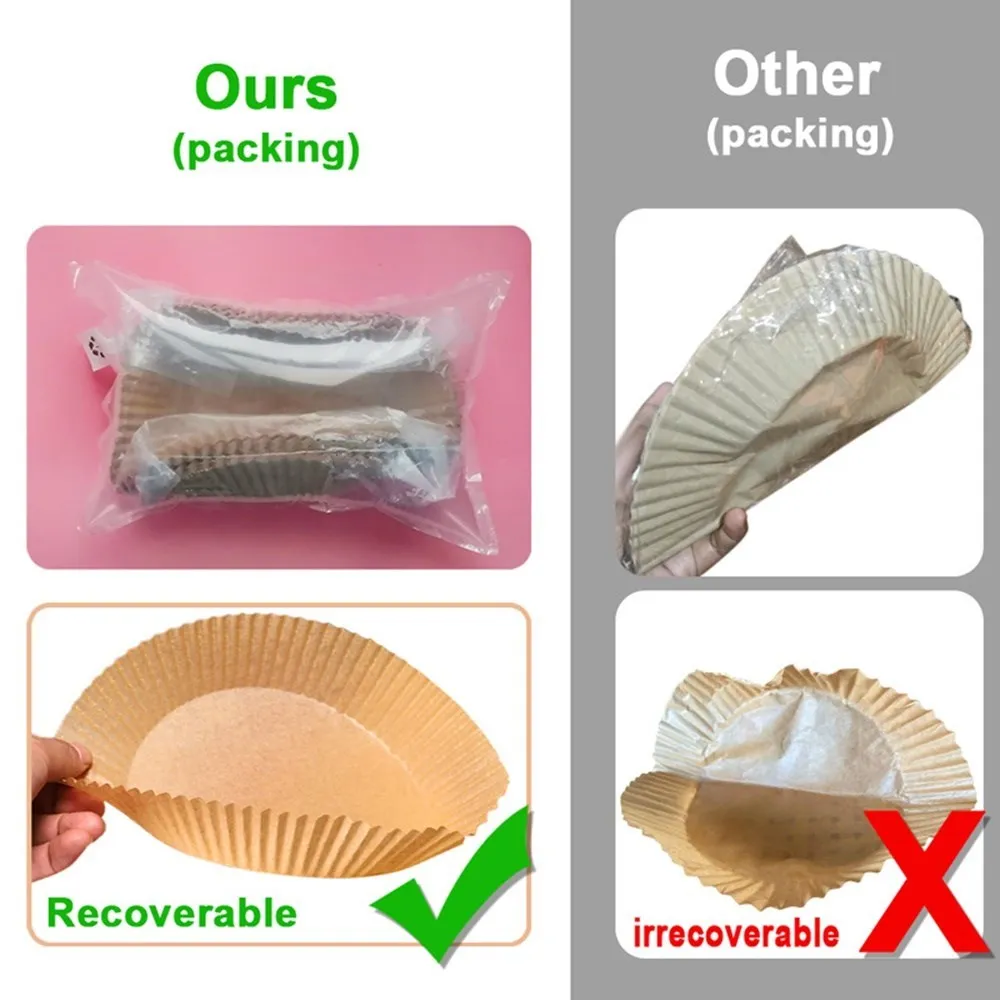 50/100Pcs Air Fryer Baking Paper for Barbecue Oven Pan Pad Oil-proof AirFryer Oil-Proof Disposable Paper for Oven Baking Tools