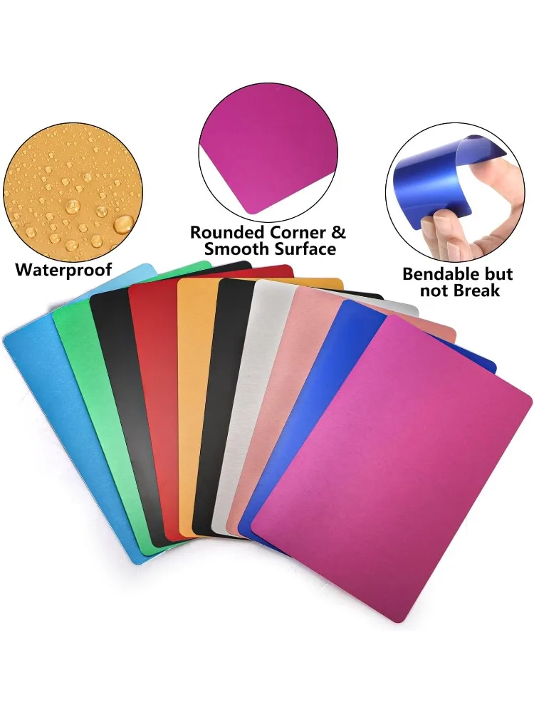10 Stuks Metalen Visitekaartje Blanks voor Lasergravure 10 Kleuren Aluminium Plaat Graveren Blanks DIY Kaarten voor Thuis 86*54*0.2mm - afbeelding 2