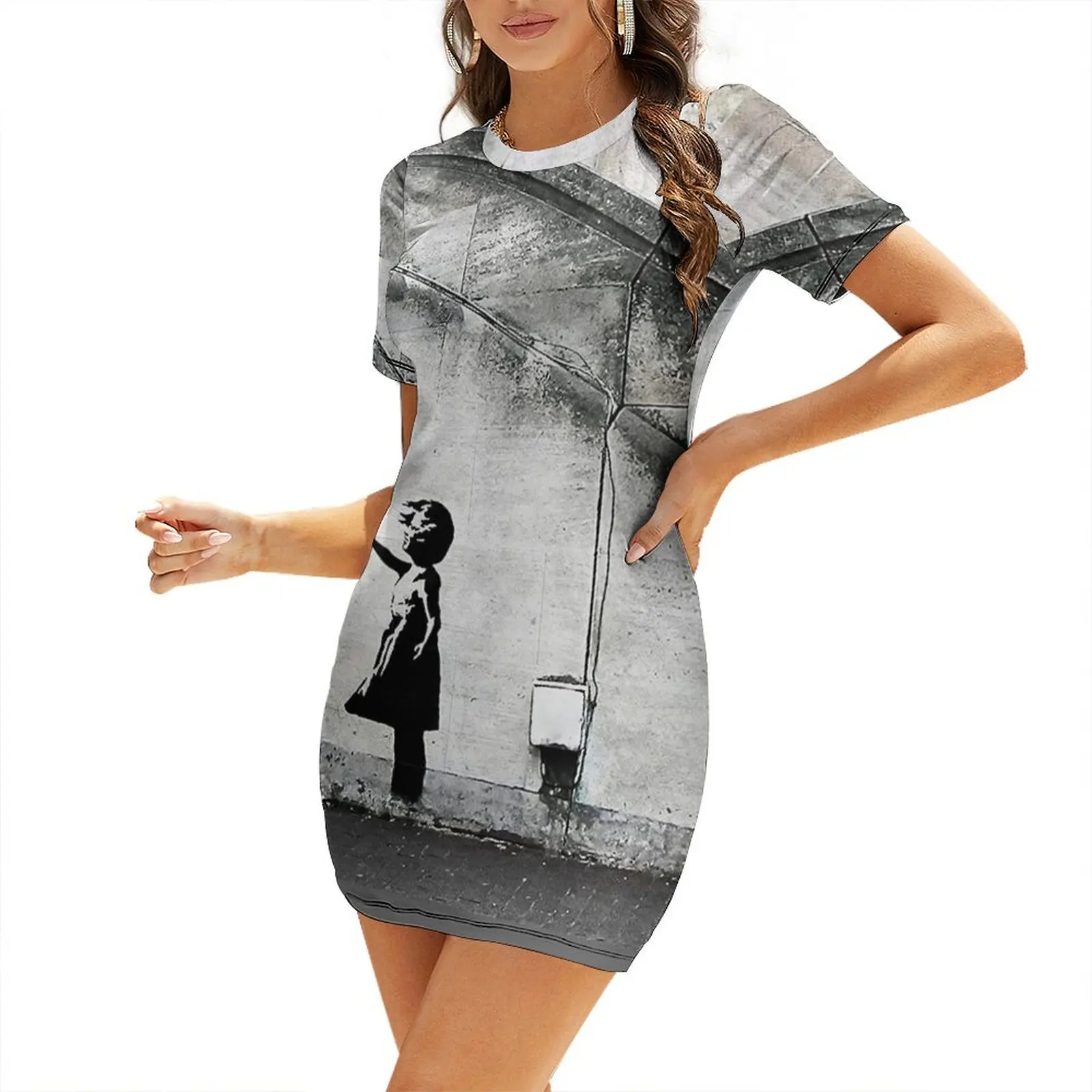 

Balloon Girl - There Is Always Hope Original Mural Banksy Short-Sleeved Dress elegant evening dresses for women 2026