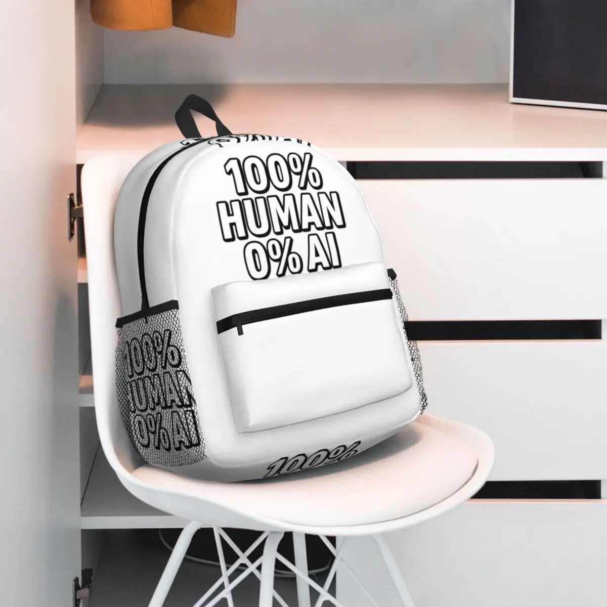 100% الإنسان 0% AI جريئة الاحتجاج بيان تصميم حقيبة ظهر الطالب حقيبة مدرسية المشي لمسافات طويلة السفر Daypack حقيبة الكتب حقائب كتف #3