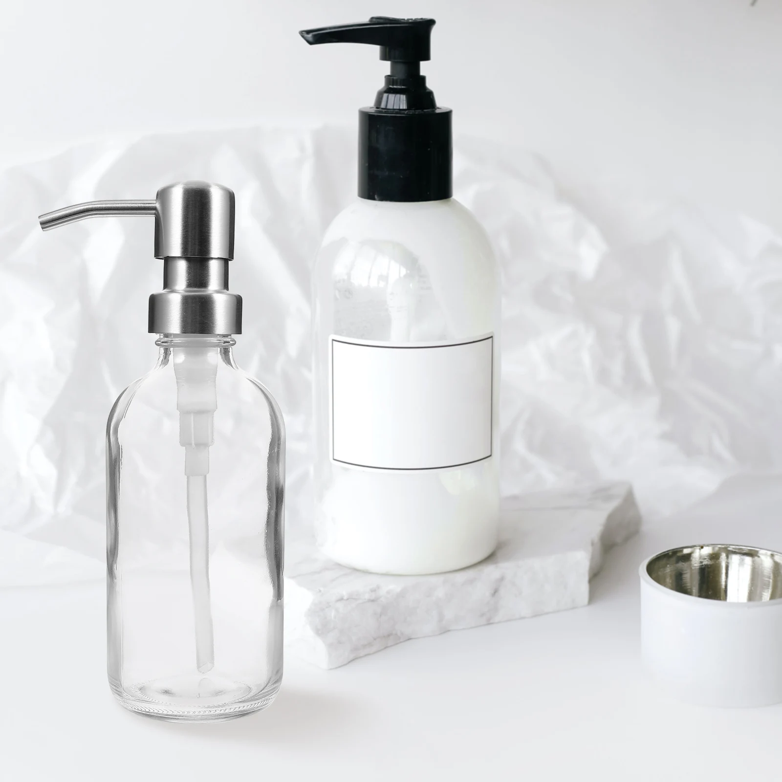 

1Set Glass Soap Dispenser Pump Refillable Hand Lotion Shampoo Bottle Leak Proof Bathroom Shower Travel Container