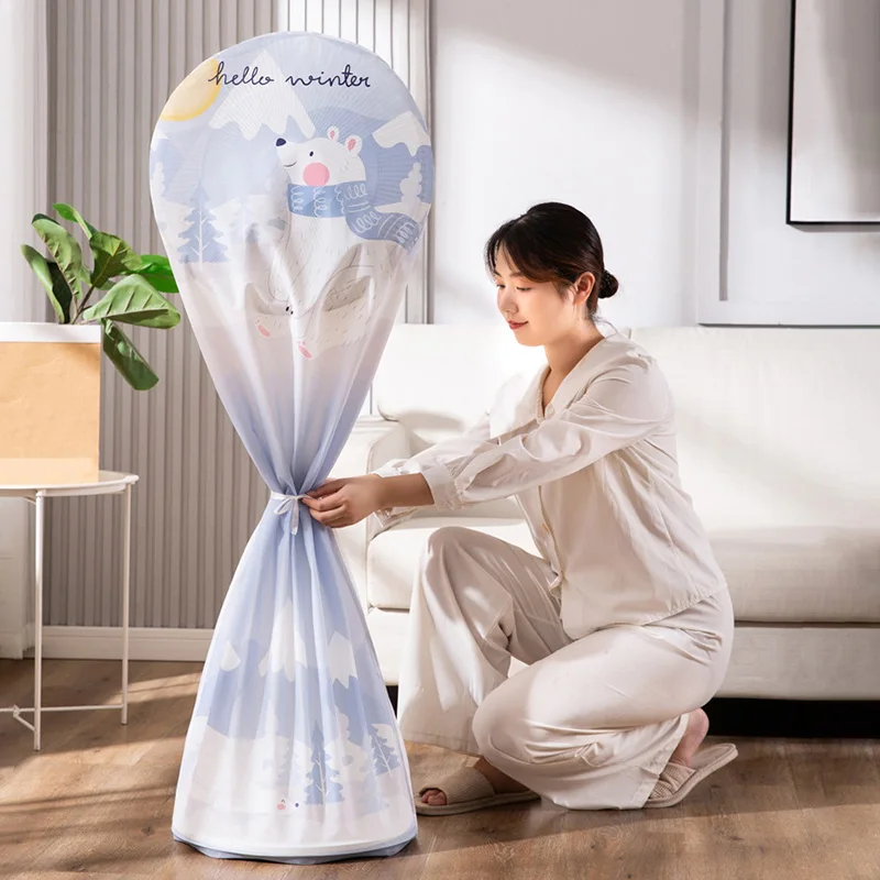 Floor Fan Cover Washable Waterproof Dustproof Standing Round Electric Fan Protective Cover Household Universal Storage Cover
