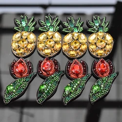 Rhinestone ananas owoce Handwork koralik haftowane naszywki na odzież przyszyć ubrania aplikacje odznaka