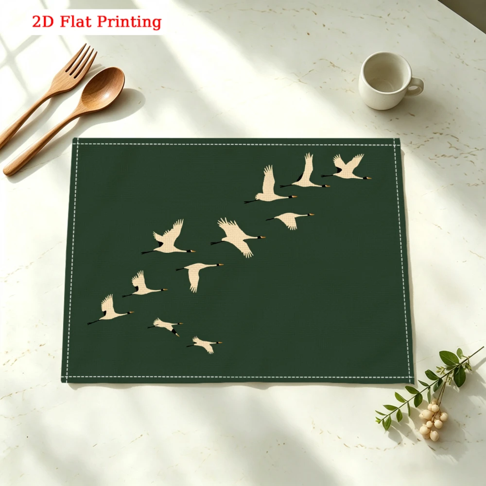 Flying Geese Pattern Kitchen Placemat Flying Geese Pattern Linen Pad Dish Coffee Cup Table Mat 1PC 30x40cm