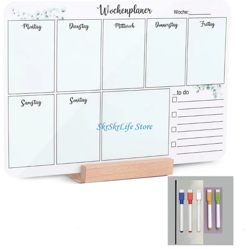 E65E 1 Set Erasable Pen Set with Acrylic Weekly Monthly Schedule Planner Suitable for Task Management and Goal Tracking