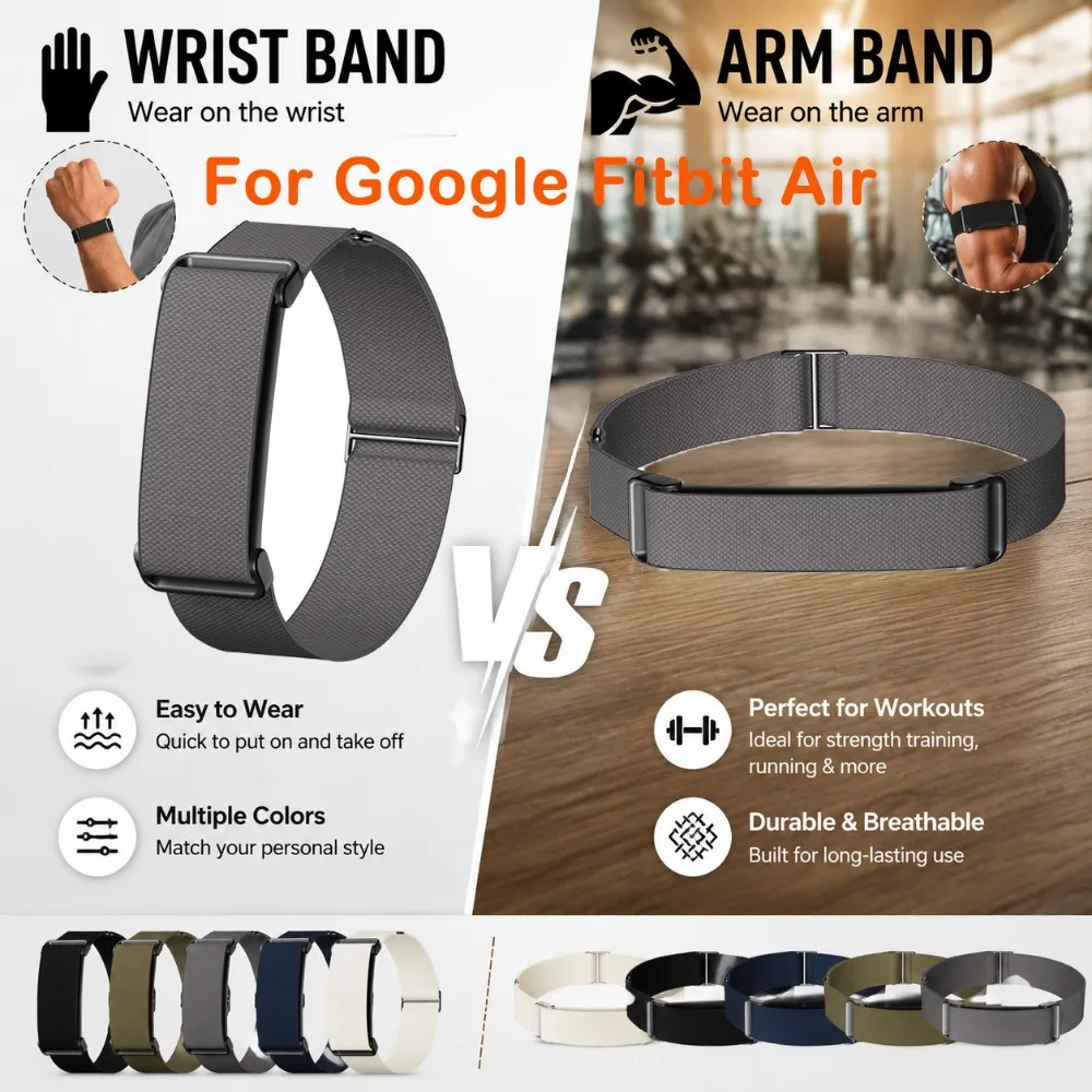 Nylon Sweat Resistant Wrist Strap for Google Fitbit Air Equipped Slide Buckle Lightweight Replacement Band for Google Fitbit Air