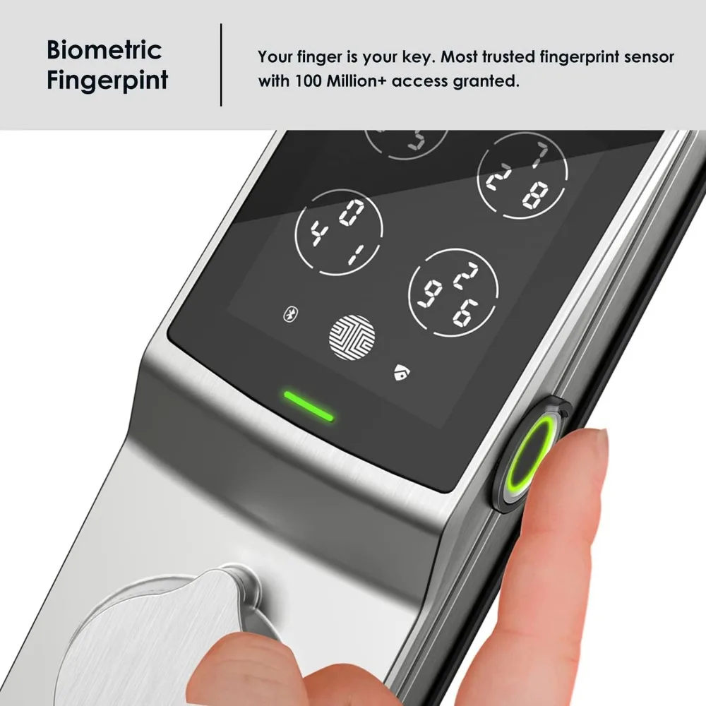 Secure Plus, RFID Card Smart Lock, Keyless Entry Doory Lock, PIN Genie® Keypad, 3D Biometric Fingerprint Sensor, Auto Lock - Sa
