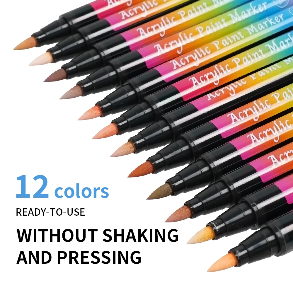 12 Colors/box Skin Color Marker Tones Kit Character Art Pen Based Manga Brush Pen Graffiti For 3D Printing Model Coloring