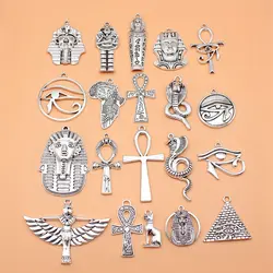 20pcs/lot Mysterious Ancient Egypt Series Eye Of Horus Pharaoh Ankh Cross Charms Collection For Jewelry Making Women Accessories
