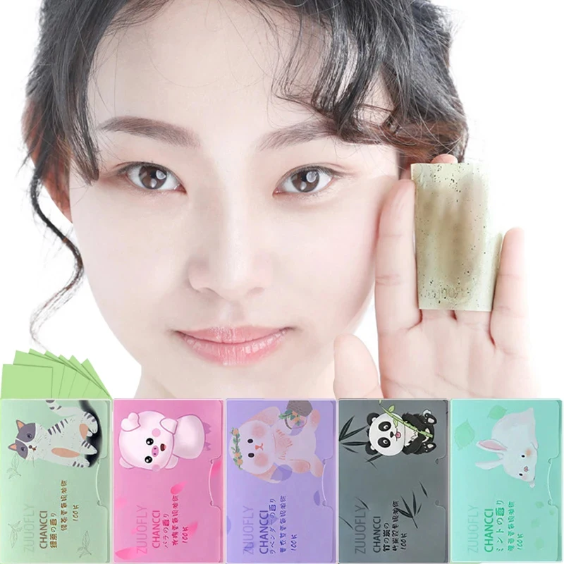 100Pcs/box Face Oil Blotting Paper Protable Matting Face Wipes Facial Cleanser Oil Control Oil-absorbing Face Cleaning Tools New