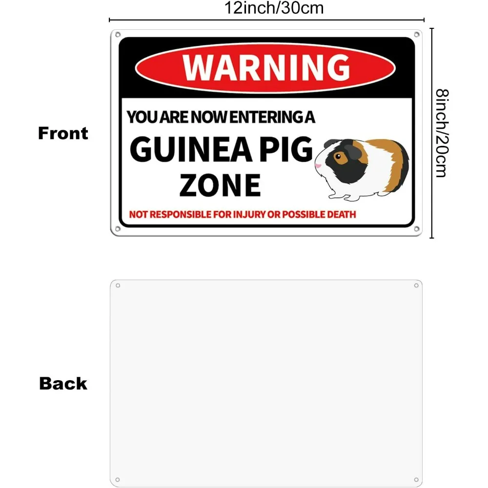 Warning You are Now Entering A Guinea Pig Zone Sign 8x12 inches 40 Mil Aluminum Danger Sign Funny Gag Gifts for Window Office