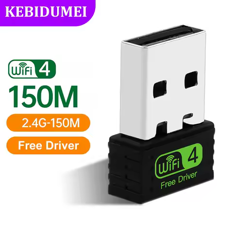 무선 네트워크 카드 USB Wi-Fi 4 어댑터, 150Mbps, 미니 USB 동글, 2.4G 신호 수신, PC 노트북 맥북용 무료 드라이브