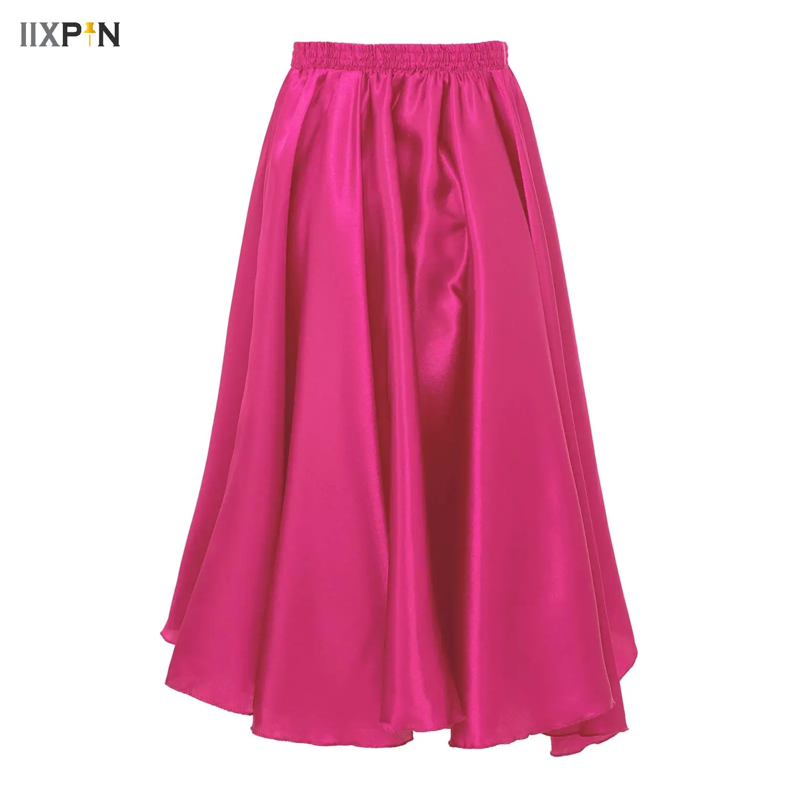 Shining Satin Long Spanish Spanish Bullfight Skirt Swing Dancing Skirt Latin Belly Dance Skirt Half-length Performance Costume