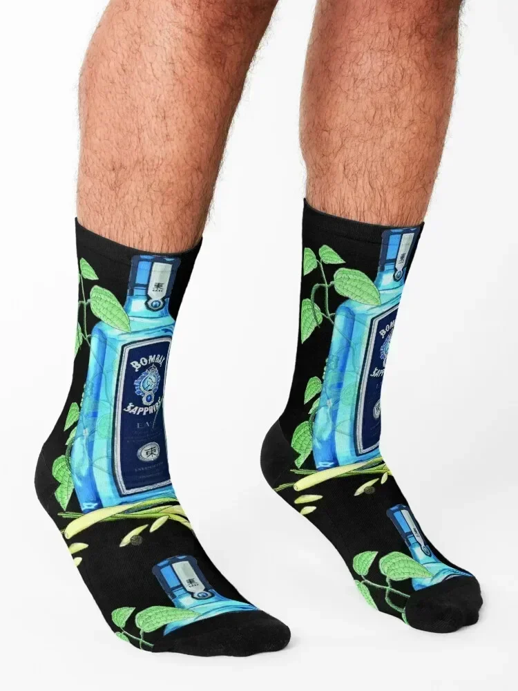 Gin Bombay illustration Socks cotton Sports christmas stocking anti-slip Boy Socks Women's