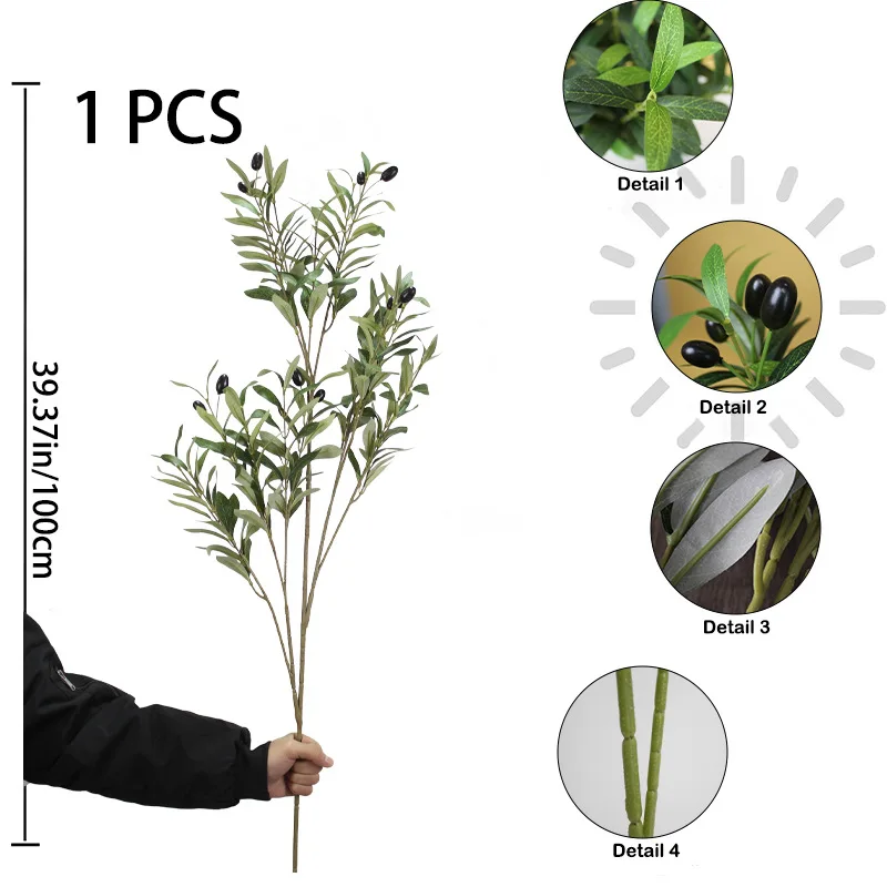 100 سنتيمتر شجرة نبات الزيتون الاصطناعي البلاستيك في الهواء الطلق ديكور المنزل العنصر نبات صناعي للمنزل حديقة غرفة الزفاف شرفة الديكور