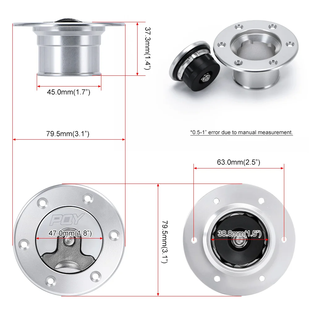 VR - Aluminum Billet Fuel Cell / Fuel Surge Tank Cap Flush Mount 6 bolt Surface Oxidation Opening ID 35.5mm VR-SLYXG01