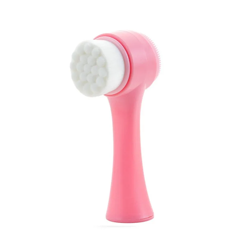 แปรงทําความสะอาดซิลิกาเจลสองด้านแปรงทําความสะอาดไฟเบอร์แบบนุ่มแบบพกพานวดหน้าเครื่องมือดูแลผิว Face Pore แปรงขัด