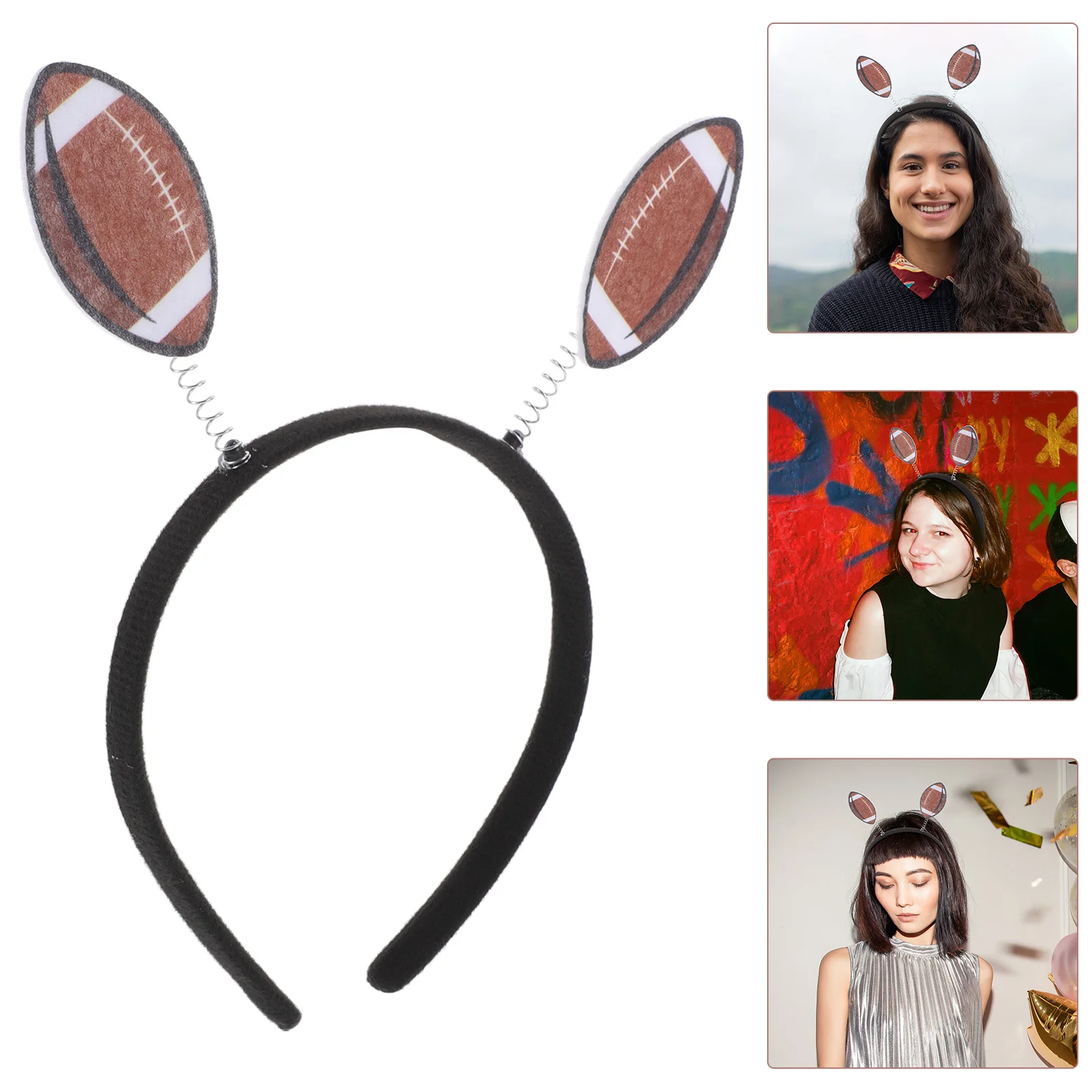 

Rugby Headband Stylish Sports Party Accessory For Women Girls Fashion Hair Hoop Event Cosplay Wear Glitter Fun Design