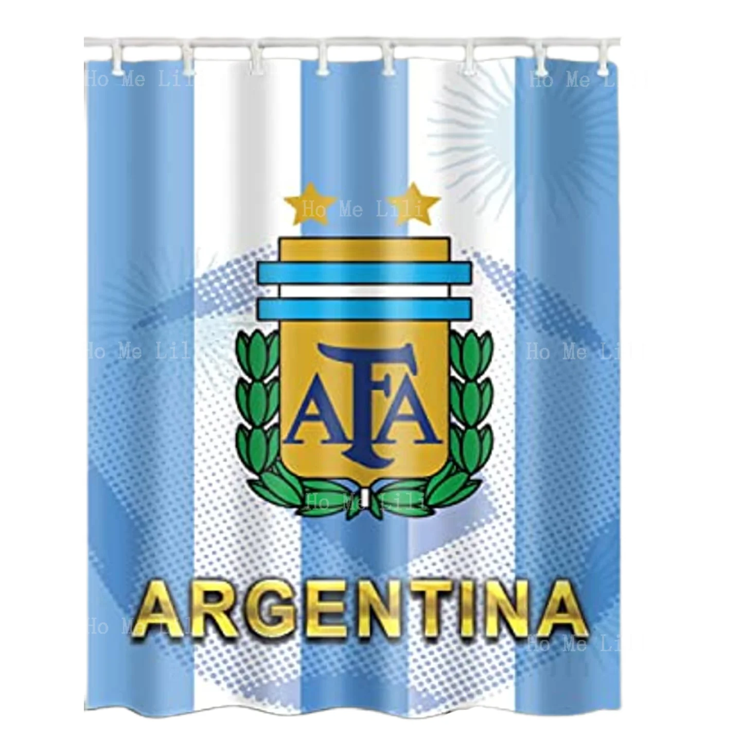 Argentina Home Blue Soccer Football Fan Sports Bathroom Decorations Shower Curtain Waterproof