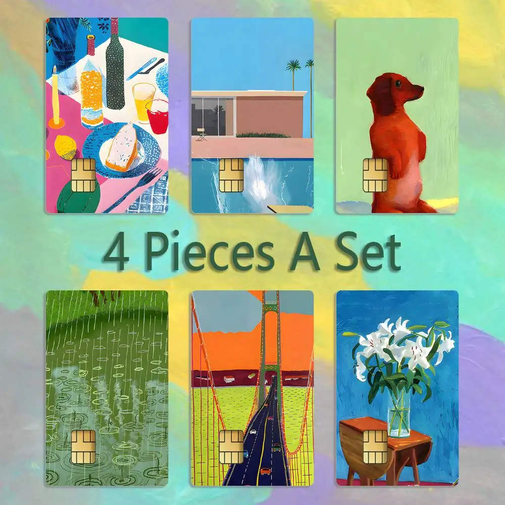 

Art D-David Hockney Paintings Credit Card 4PCS Anti-scratch Waterproof Stickers for Bank Debit Decorative Protection