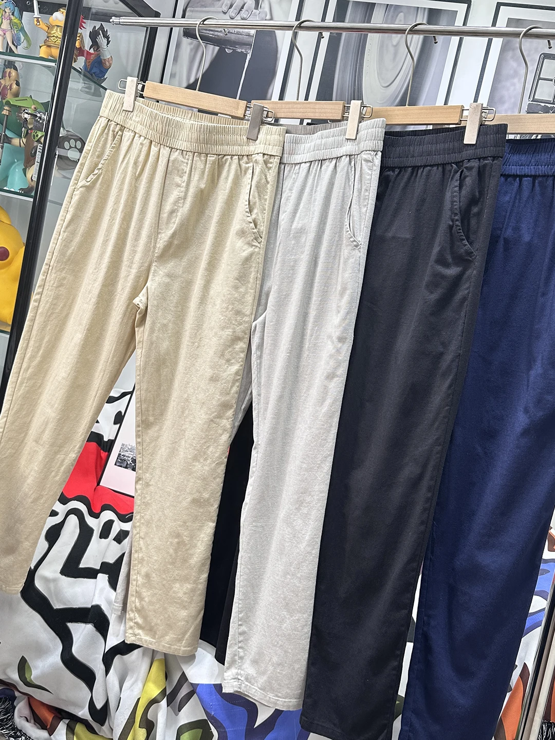 

Приятные для кожи дышащие легкие мужские летние прямые брюки из смеси хлопка и льна с эластичной резинкой на талии, повседневные брюки свободного покроя