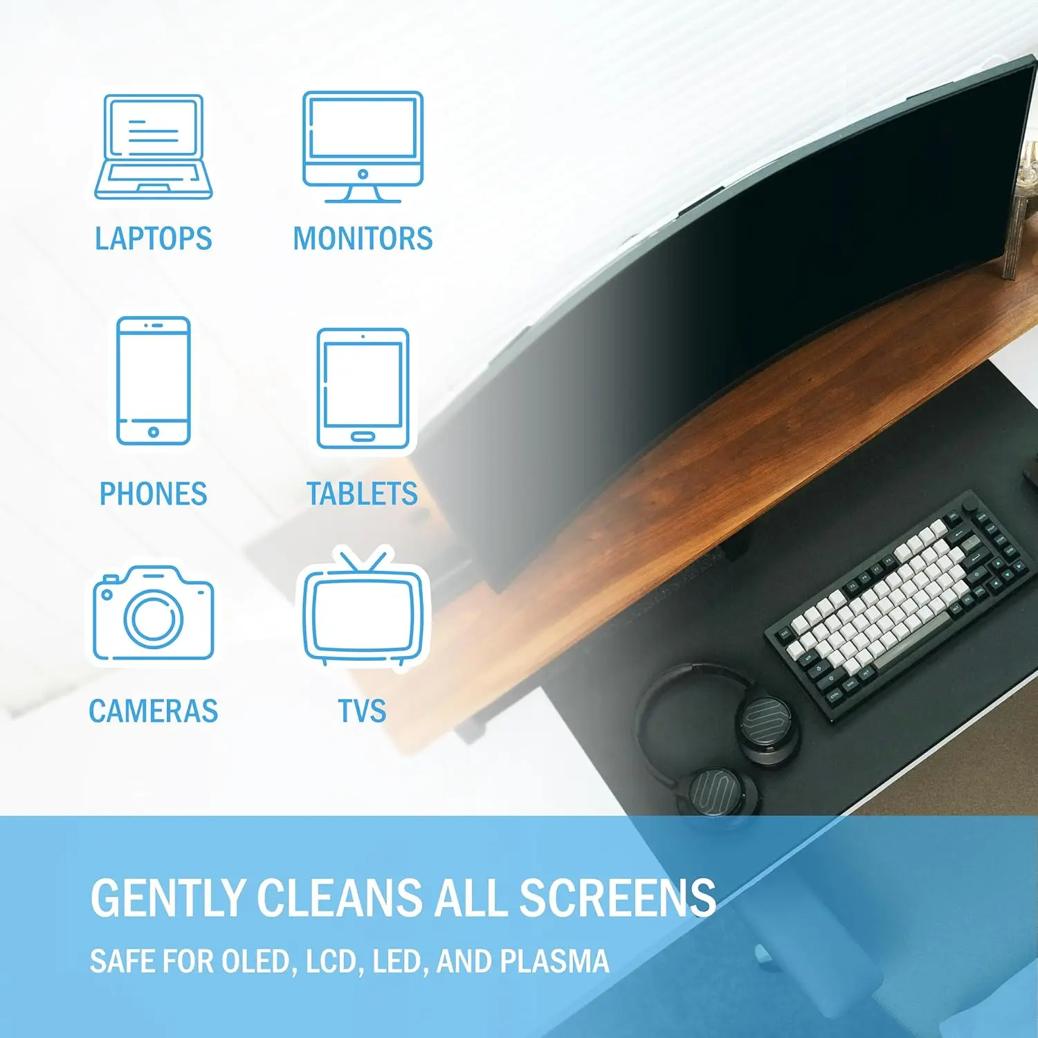 Screen Cleaner Spray & Microfiber Cloth Kit-Safe for LED,LCD,OLED Smart TVs, Monitors, Laptops, PC & Car Displays - Streak-Free