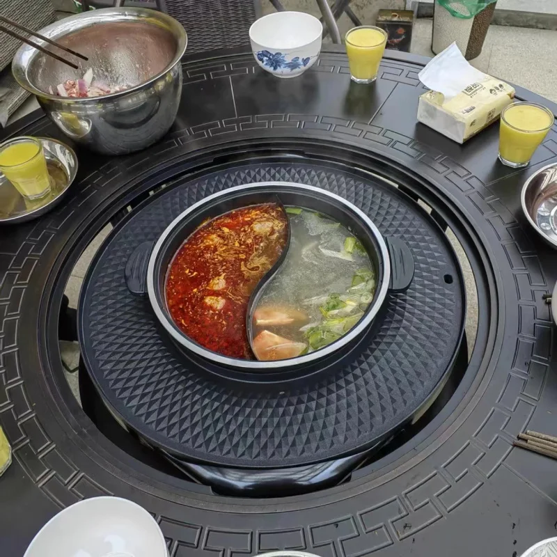 custom.More Design Steel Round BBQ Pit Dinning Table Quality Waterproof High Outdoor Picnic Metal Barbecue Grill