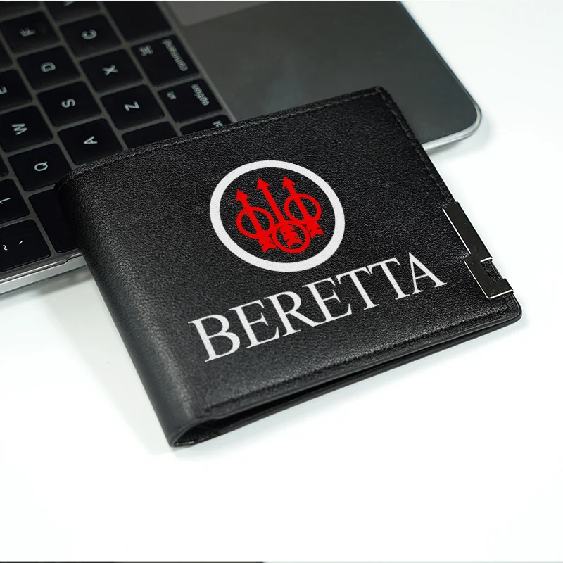 محفظة BERETTA منقوشة بشعار PU للرجال، حامل بطاقات عمل رفيع، خفيف الوزن ومتين، تصميم عصري وبسيط للاستخدام اليومي #2