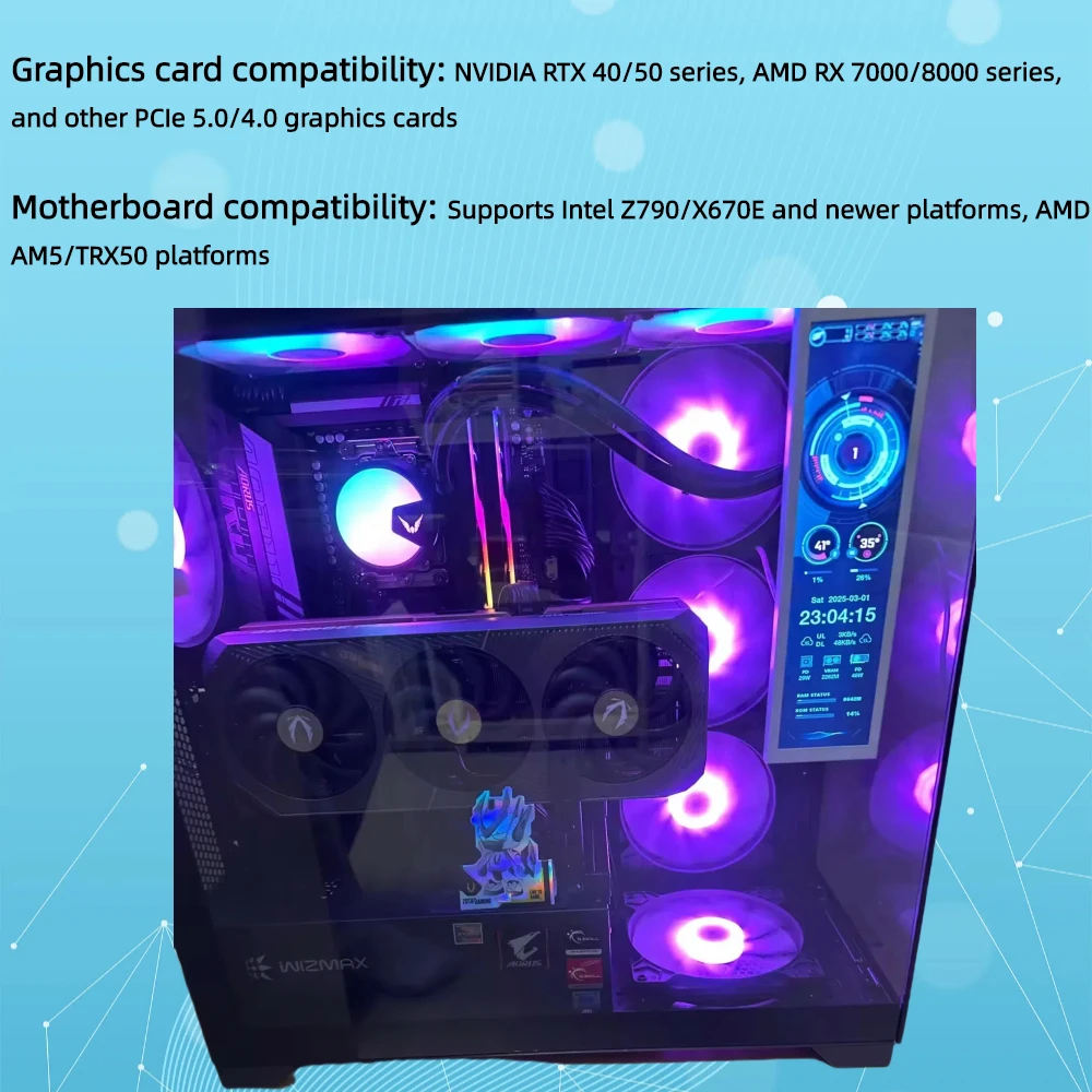 Câble de carte graphique TISHRIC PCIE 5.0 16X 128 Go/s 90 ° 180 ° Angle pour carte vidéo RTX 40/50 AMD RX 7000/8000 série PCIE5.0 PCIE4.0