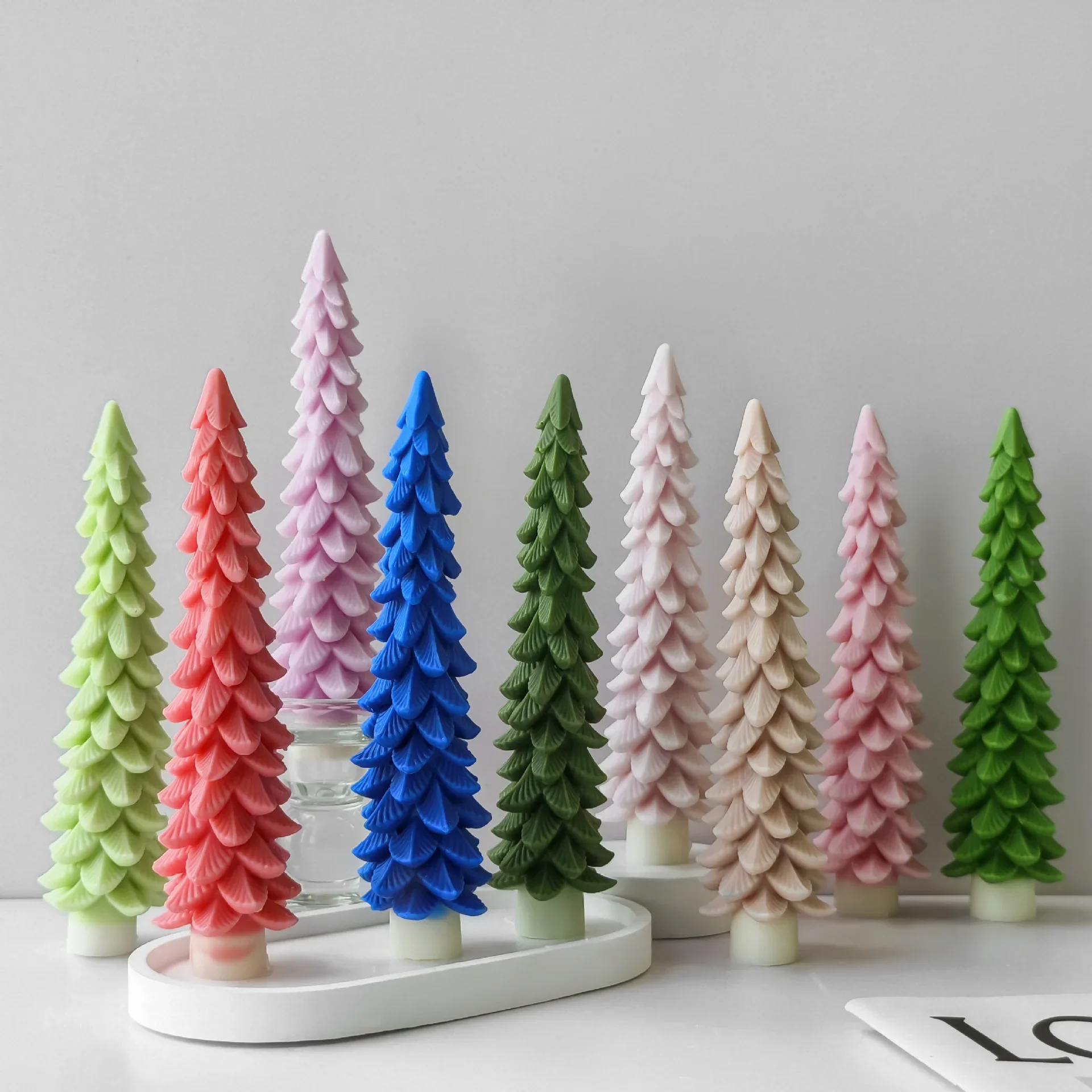 Image of DIY Weihnachtsbaum Silikon Kerze Form handgemachte Aroma Gips Harz Form lange Kerze Kirche Kerze machen liefert