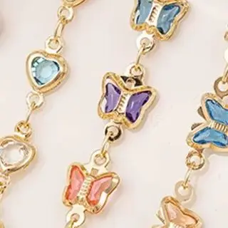 

14K Gold-Plated Zircon Butterfly Heart Handmade Chain DIY Jewelry - Loose Chain for Bracelet Or Necklace Zirconium
