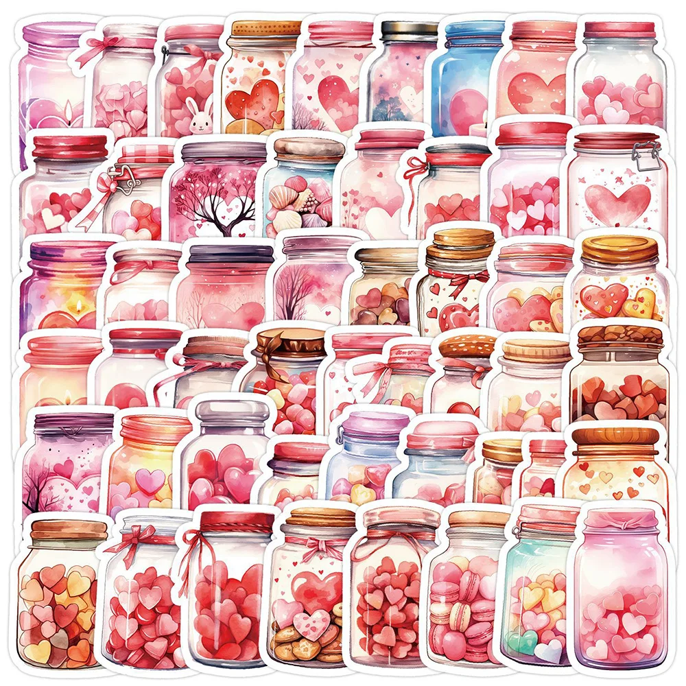 10/30/50pcs Cute Funny Pink Love in a Bottle Cartoon Stickers INS Style Decals Fridge Laptop Notebook Graffiti Sticker Kids Toys