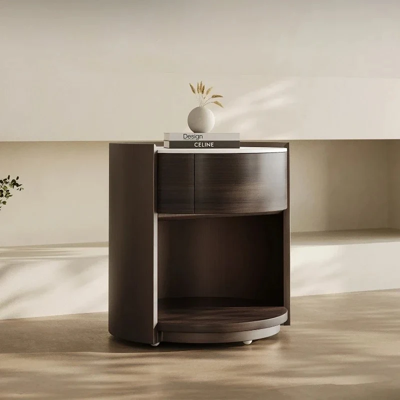 

A15 Дизайнерская каменная тарелка Прикроватная тумбочка Ретро Итальянский минималистский бревенчатый ящик для ремня Небольшая квартира Хранение Современный минималистский стиль