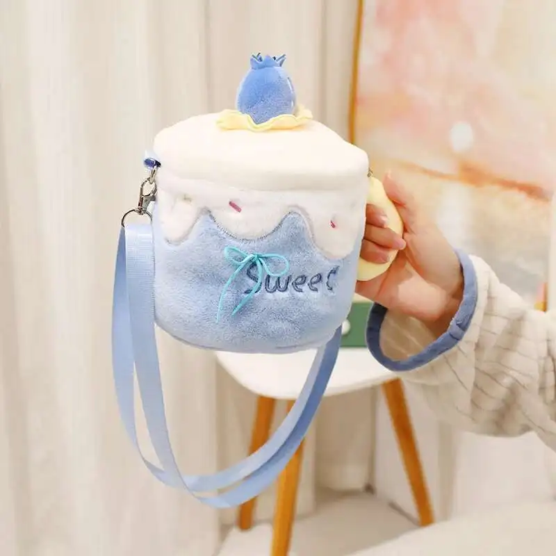 Creative Gift 2-in-1 Cute Sheep in a Mug Plush Bag Strawberry Blueberry Cake Cup Plushies with Sheep Soft Doll Kawaii Lamb Toy