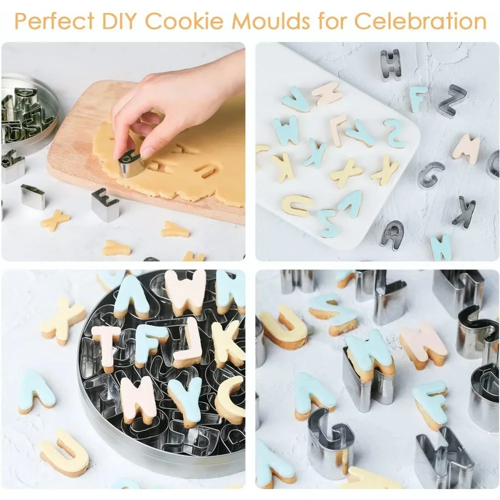 37PCS Letter Number Cookie Cutter Set Stainless Steel Alphabet Cutters Mold for Home DIY Cake Biscuit Decorating Baking Tools