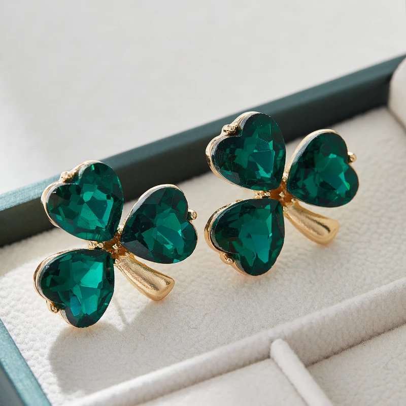 Модные изысканные серьги с зеленым цирконием и клевером для женщин, очаровательные летние элегантные темпераментные свадебные украшения, подарок на помолвку для невесты