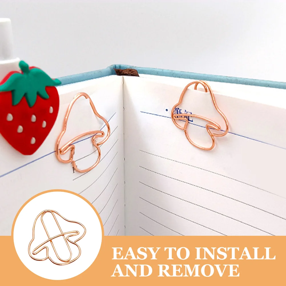 20 Pcs Mushroom Paper Clip Document Fixing Clips Small Mini File Exquisite Adorable Pin Decorative Paperclips