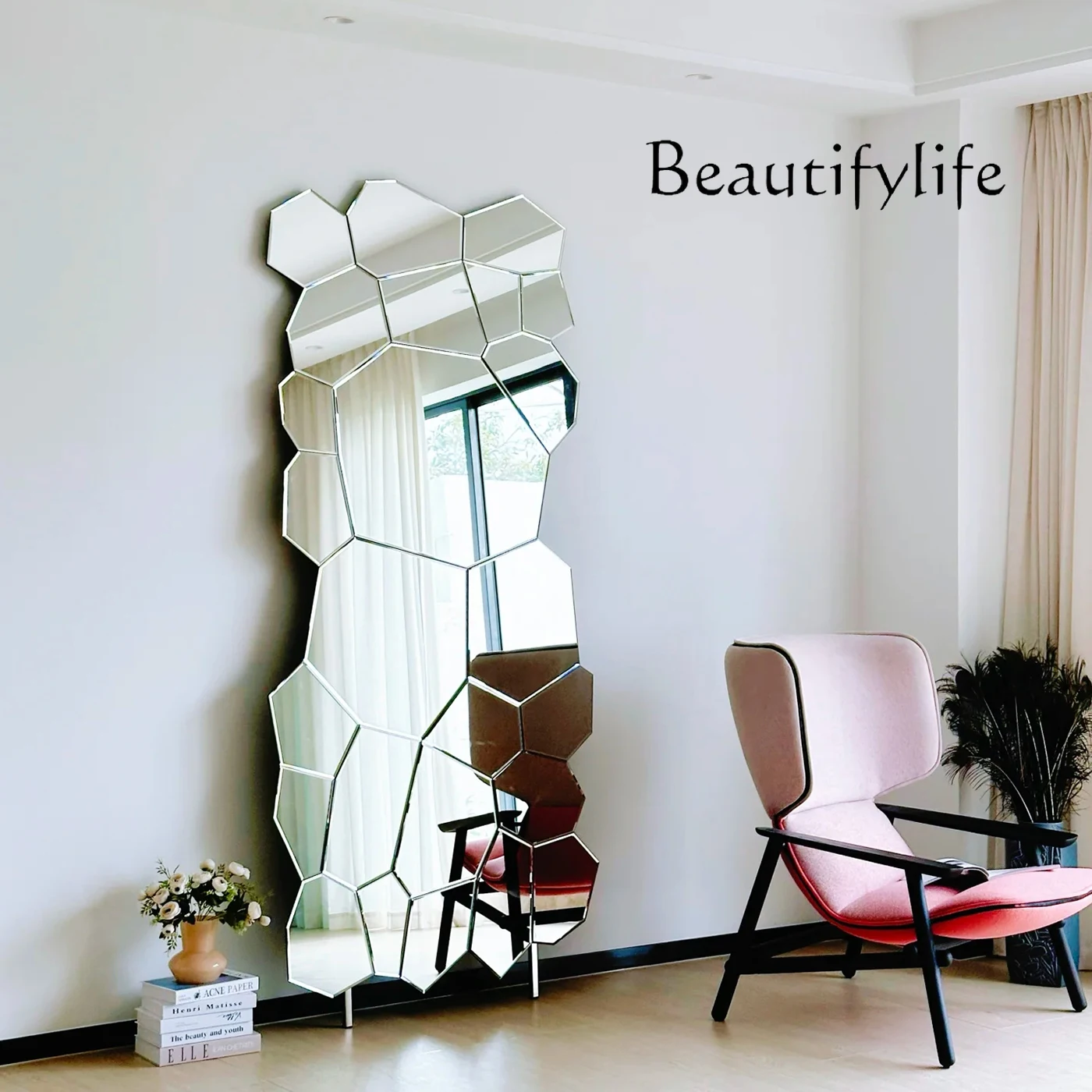 Clothing full body floor mirror Italian light luxury irregular decorative mirror modern creative art mirror