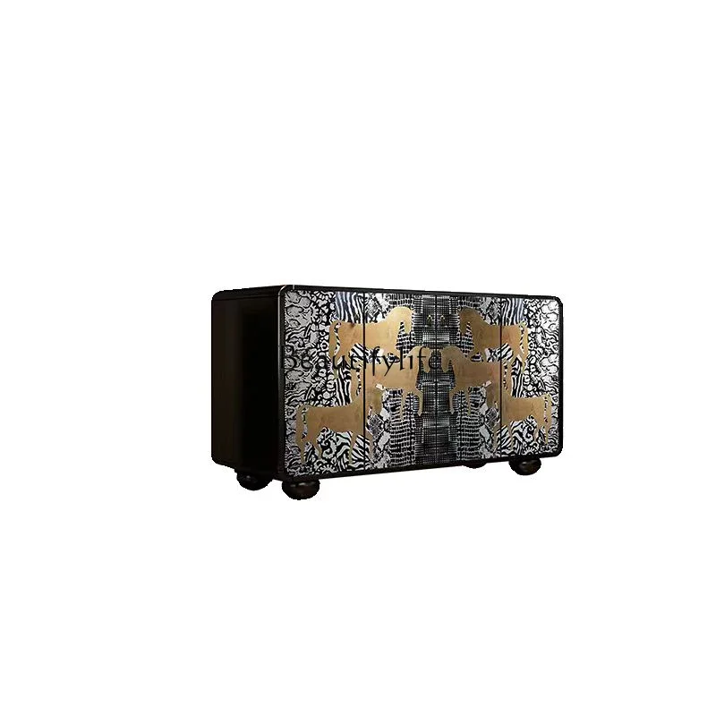 

Mid-Ancient Painted Hallway Solid Wood Sofa Side Cabinet Storage Exhibition Curio Cabinet