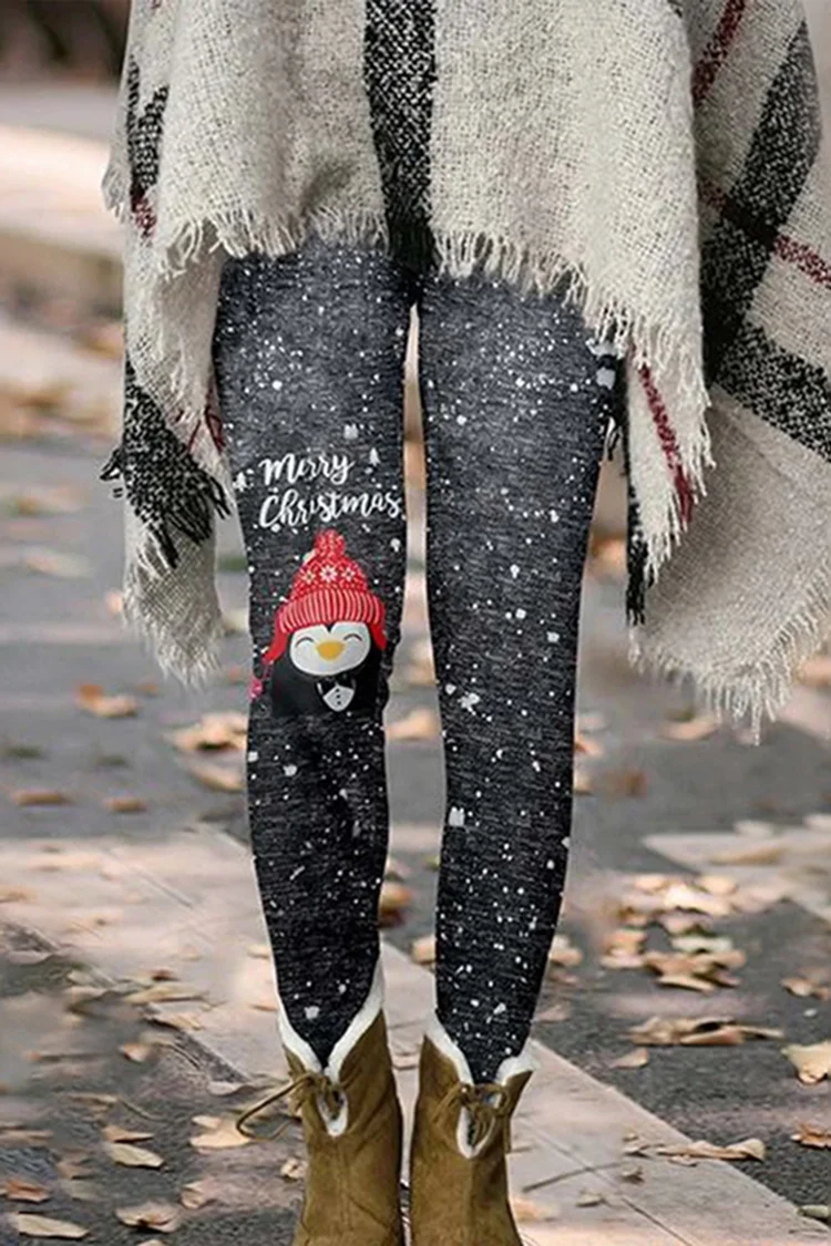 New Women\'s Leggings Christmas Printing Leggings Mid-Waist Stretchable Fitness Sports Gym Yoga Pants Casual Wear Legging