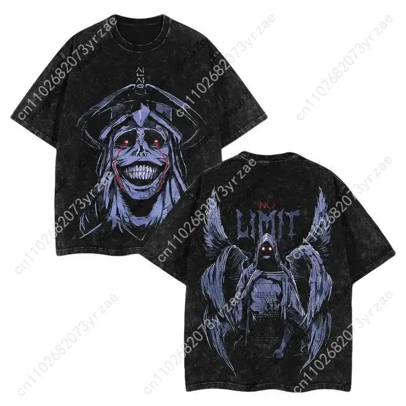 

Sung Jin Woo Retro Tshirt Man Woman High Quality Vintage T Shirt Cotton Short Sleeves Fashion T-shirt Soft Breathable Tops