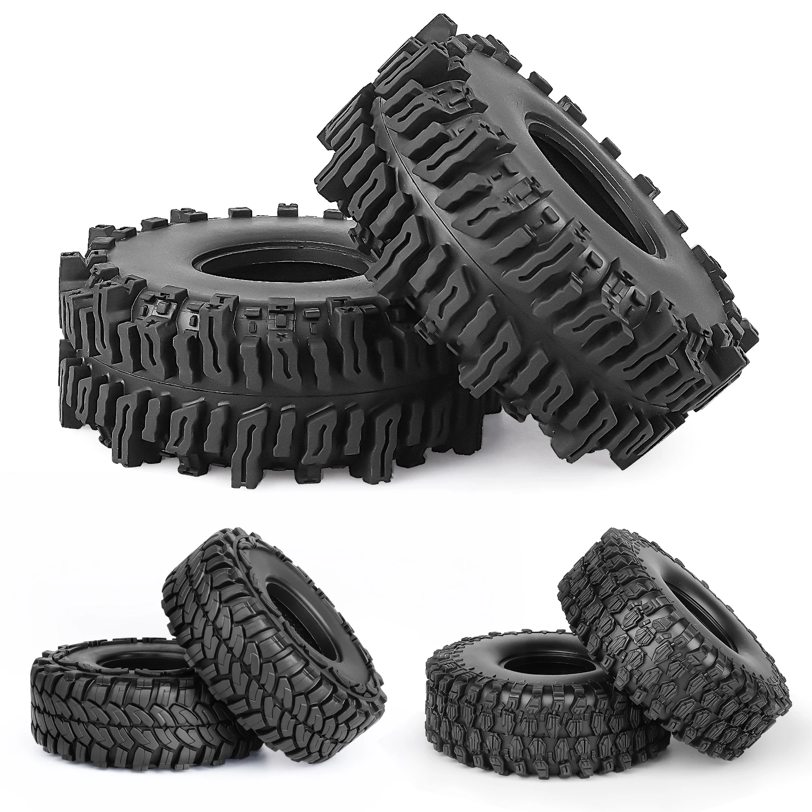 Hobbypark 4pcs-pack 1.9inch Rubber Tyres for 1/10 RC Crawler Axial Traxxas RC4WD RC with Foam Insert