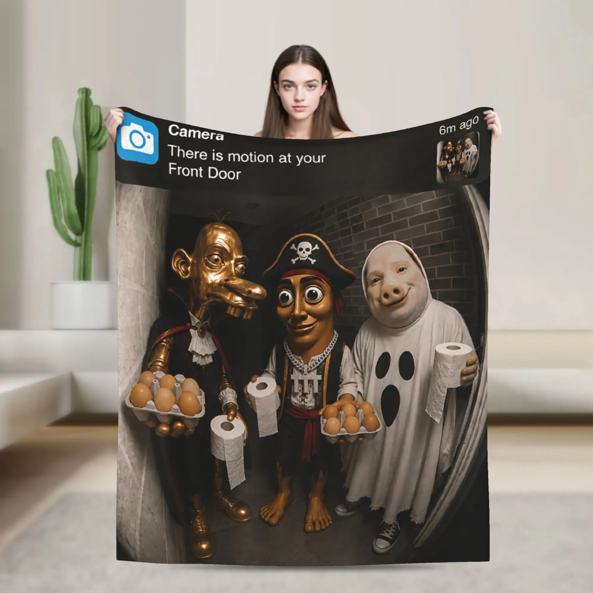 Tung Sahur Neegy Meme Doorbell John Pork Halloween Costume Blankets Fleece Air Conditioning Throw Blankets for Bed Car Bedspread