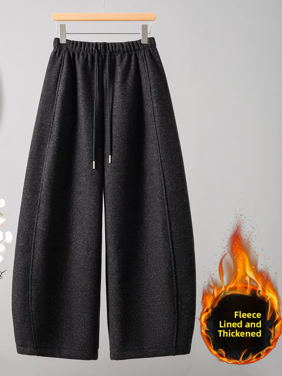 Thiened Fce gevoerde casual broek dames winter groot formaat faionable super schattige wollen broek met rechte pijpen