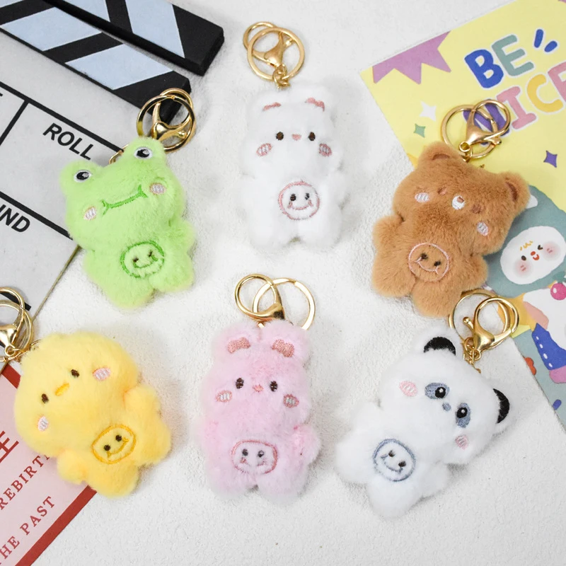 

Cute Cartoon Animal Plush Doll With Sound Cute Stuffed Panda Bear Rabbit Frog Dolls Keychain Bag Pendant Decor