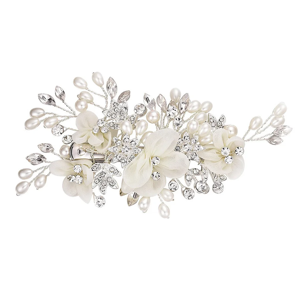 

Bridal Hair Accessories for Women Bride Headgear Clips Wedding Flower White Miss