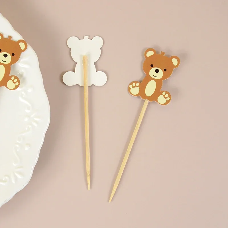 10pcs Cute Bear Food Picks Cake disposable Desserts Toothpicks Fruits Forks Creative Wedding Birthday Party Decoration Supplies